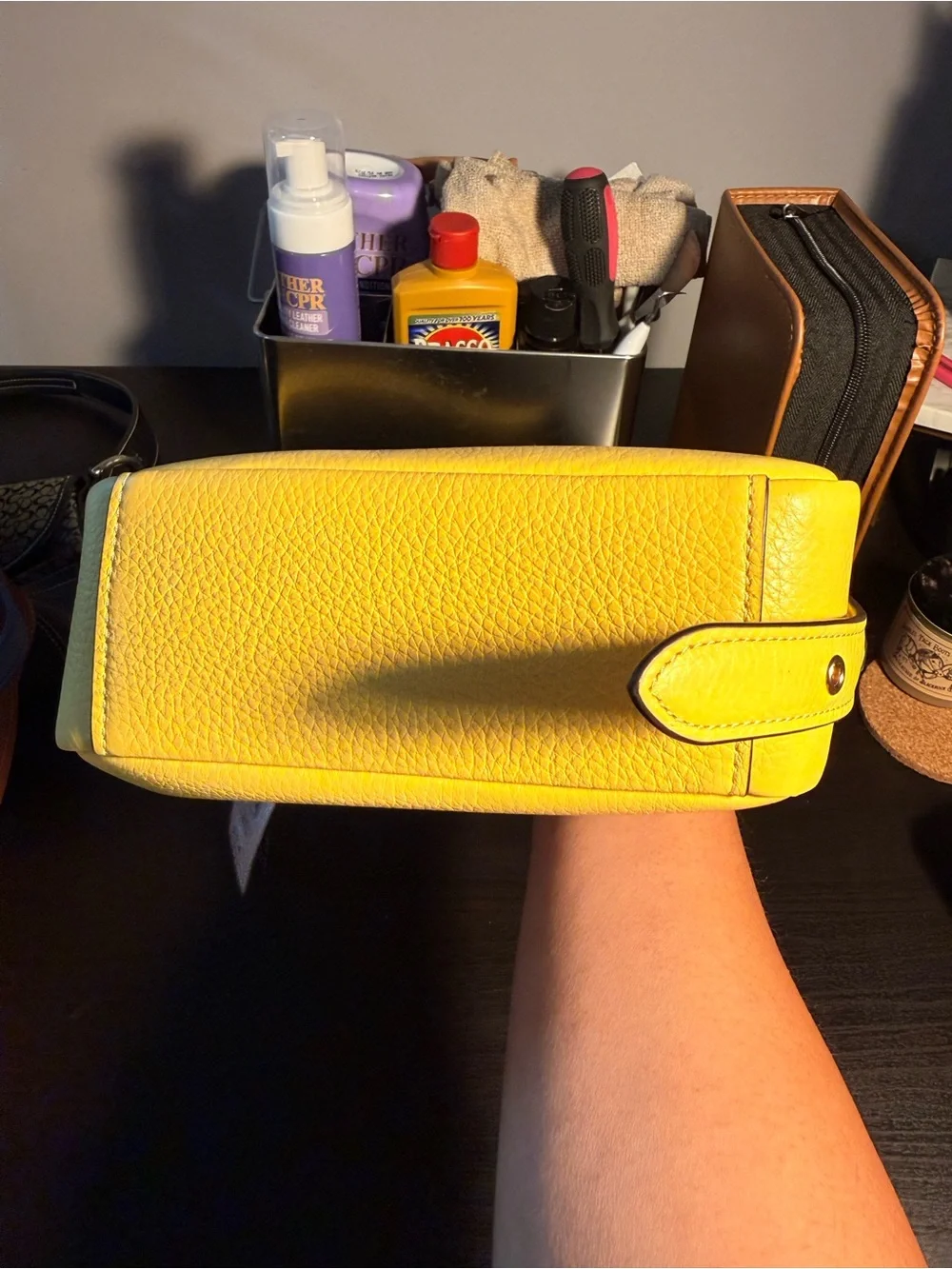 Coach Mini Hadley Crossbody Pebbled Leather Bag in Lemon Yellow